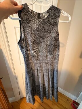 H&M Black and White Plaid Midi Dress